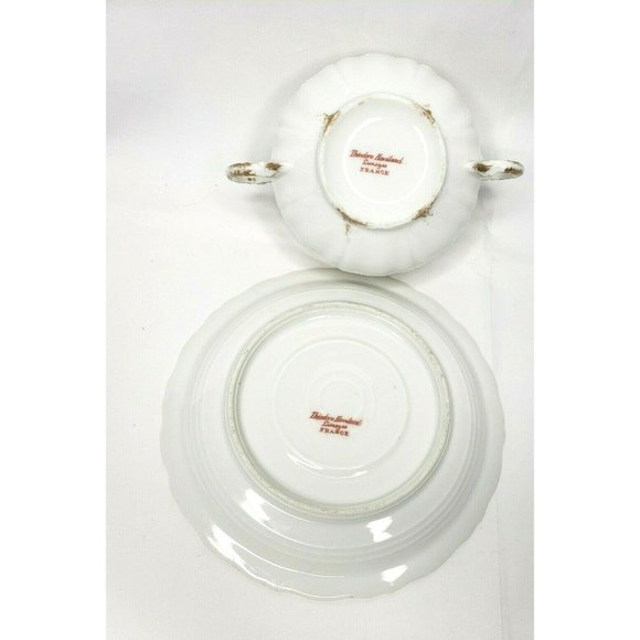 Theodore Haviland Limoges France Tea Cup and Saucer White Gold Design - Picture 2 of 12